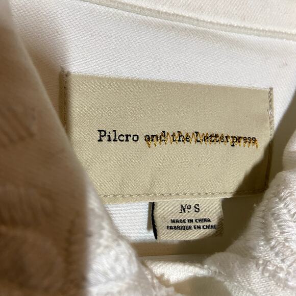 Pilcro and the Letterpress Denim Jacket Button Up Collared Long Sleeve White S - Picture 3 of 7